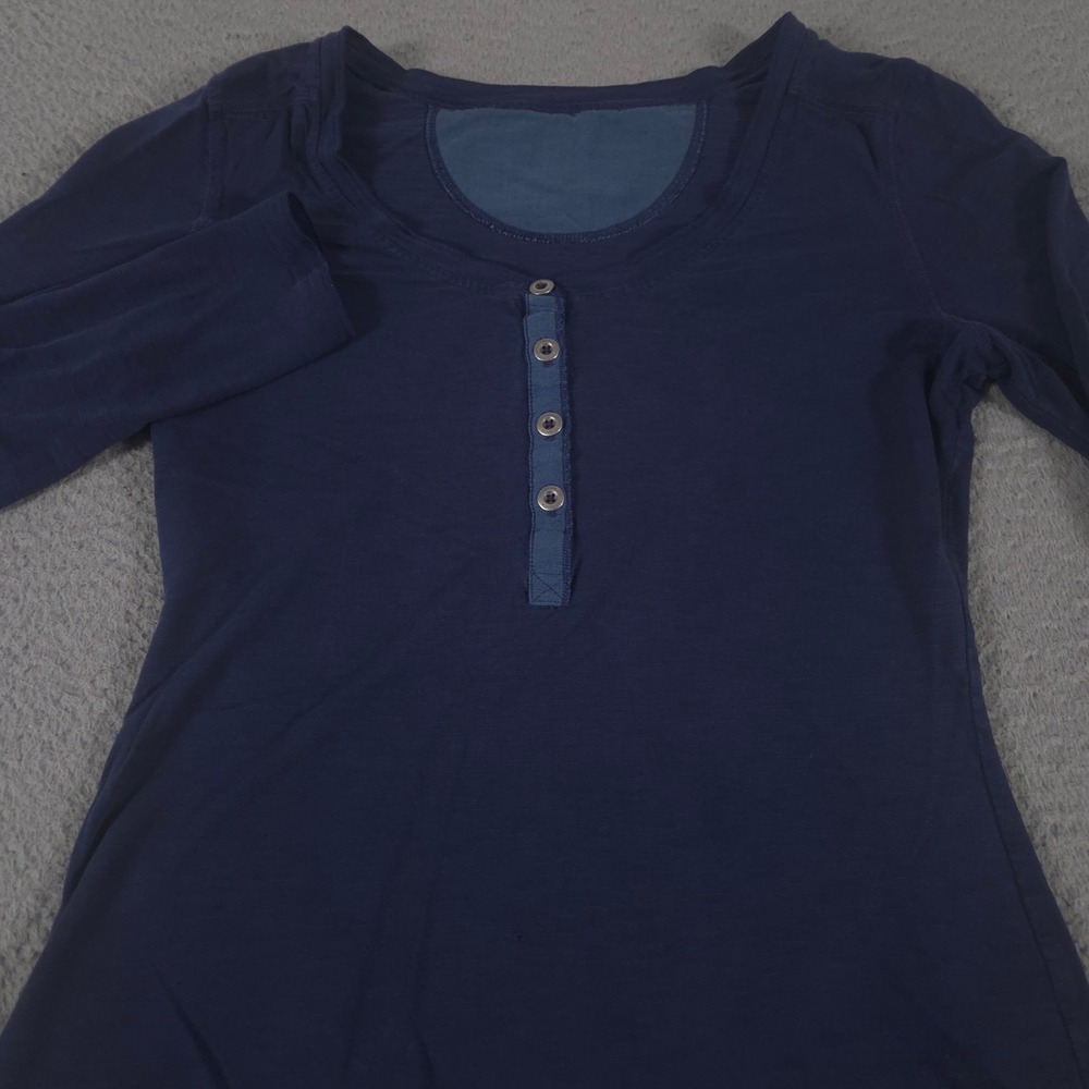 Patagonia Top Womens Navy Long-Sleeved Necessity Henley Organic Cotton Button Up